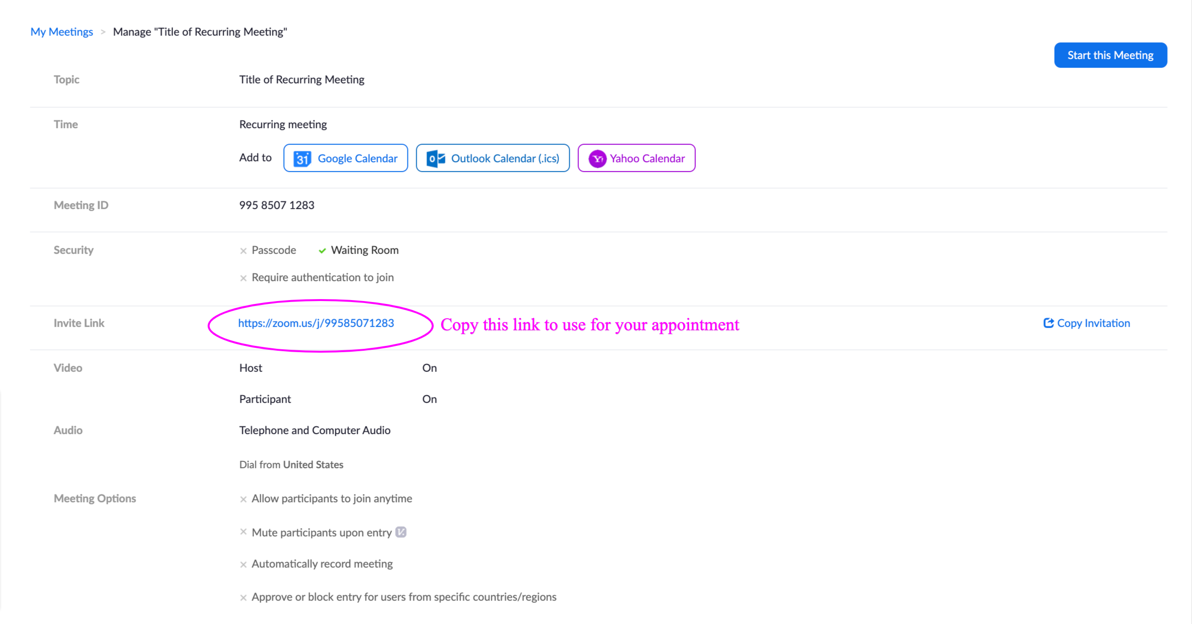 How To Setup A Recurring Meeting In Zoom To Use With Your Appointment 